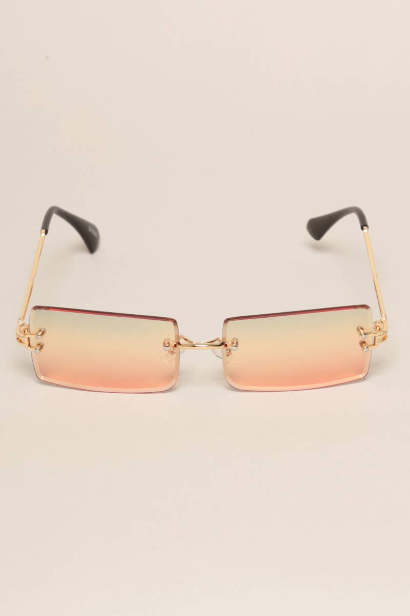 Unisex Rimless Tinted Lens Square Sunglasses
