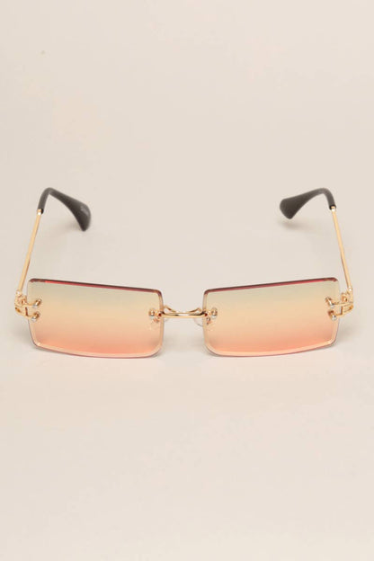 Unisex Rimless Tinted Lens Square Sunglasses