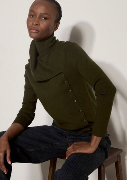 Apricot Pleat Front Button Sweater