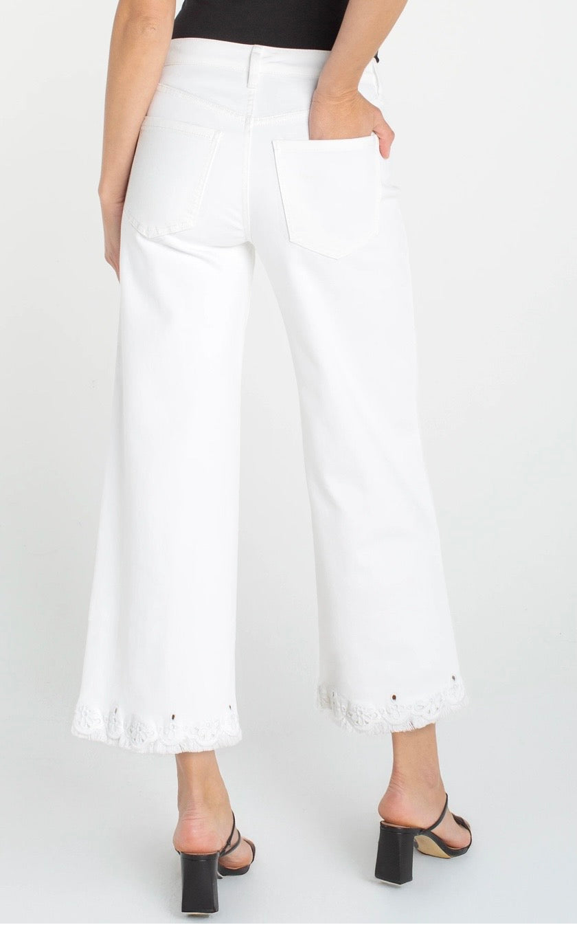 Liverpool The Stride Wide Leg Crop With Embroidered Hem