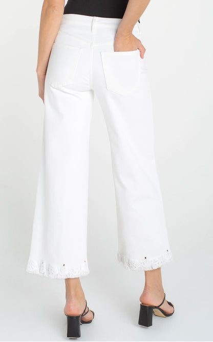 Liverpool The Stride Wide Leg Crop With Embroidered Hem