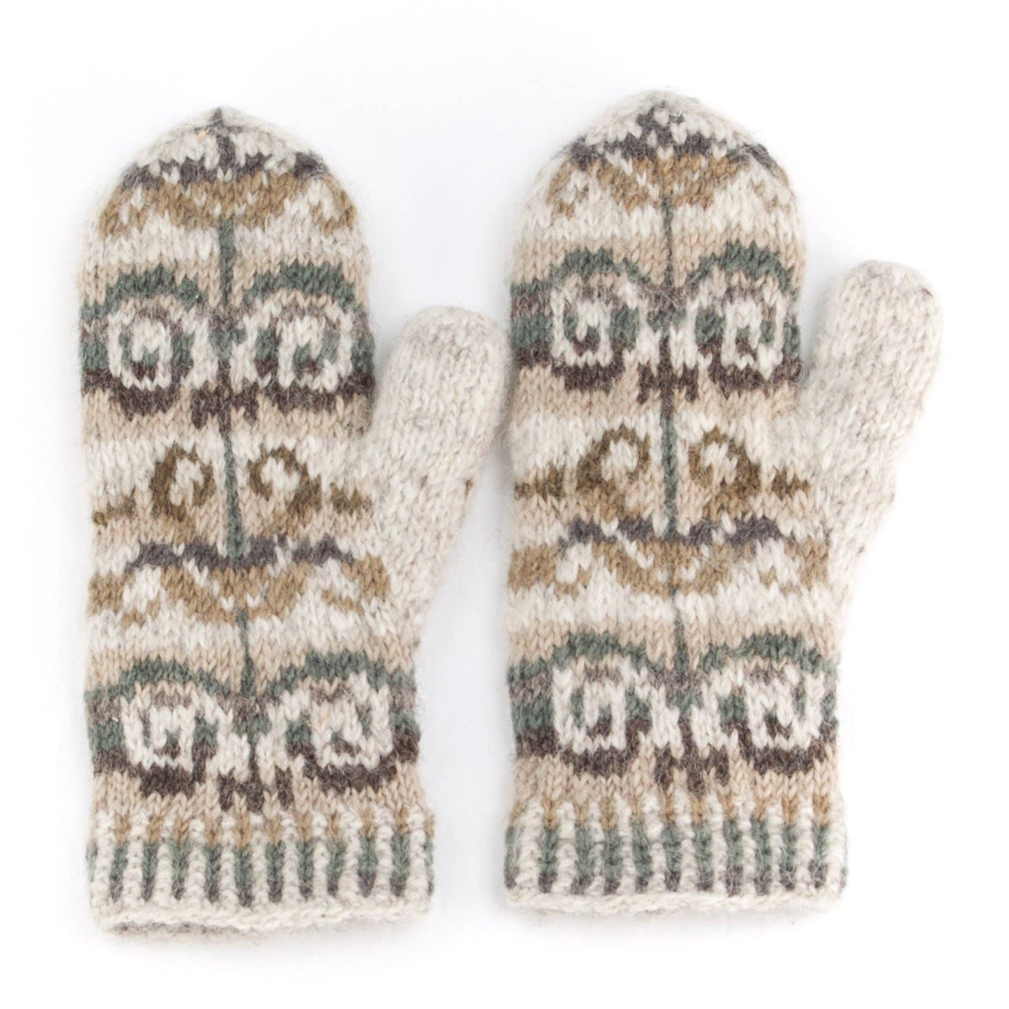 Natalia Wool Mittens with Fair Isle Knit Pattern