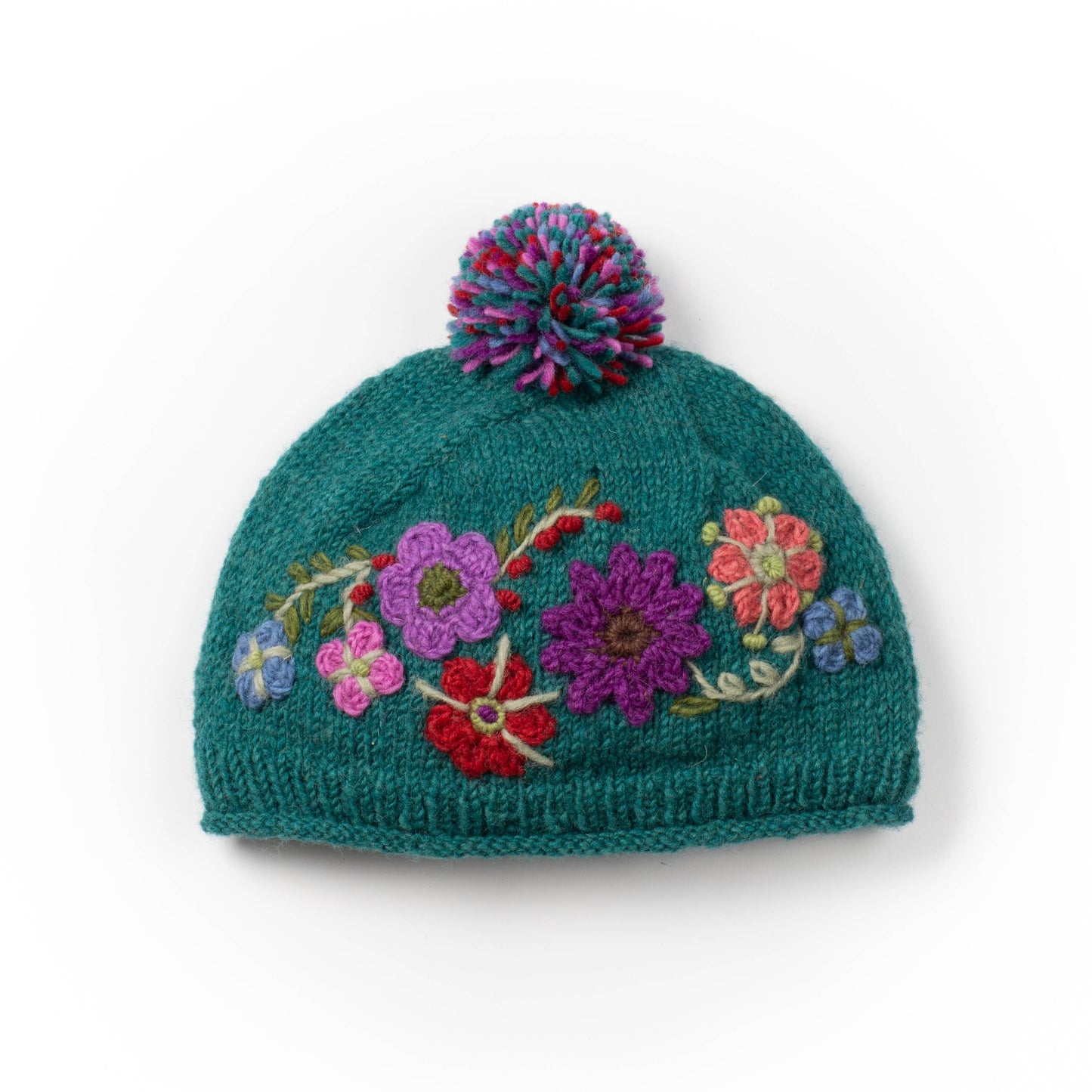 Lost Horizon Petite Fleur Wool Beanie Hat with Crochet Flowers