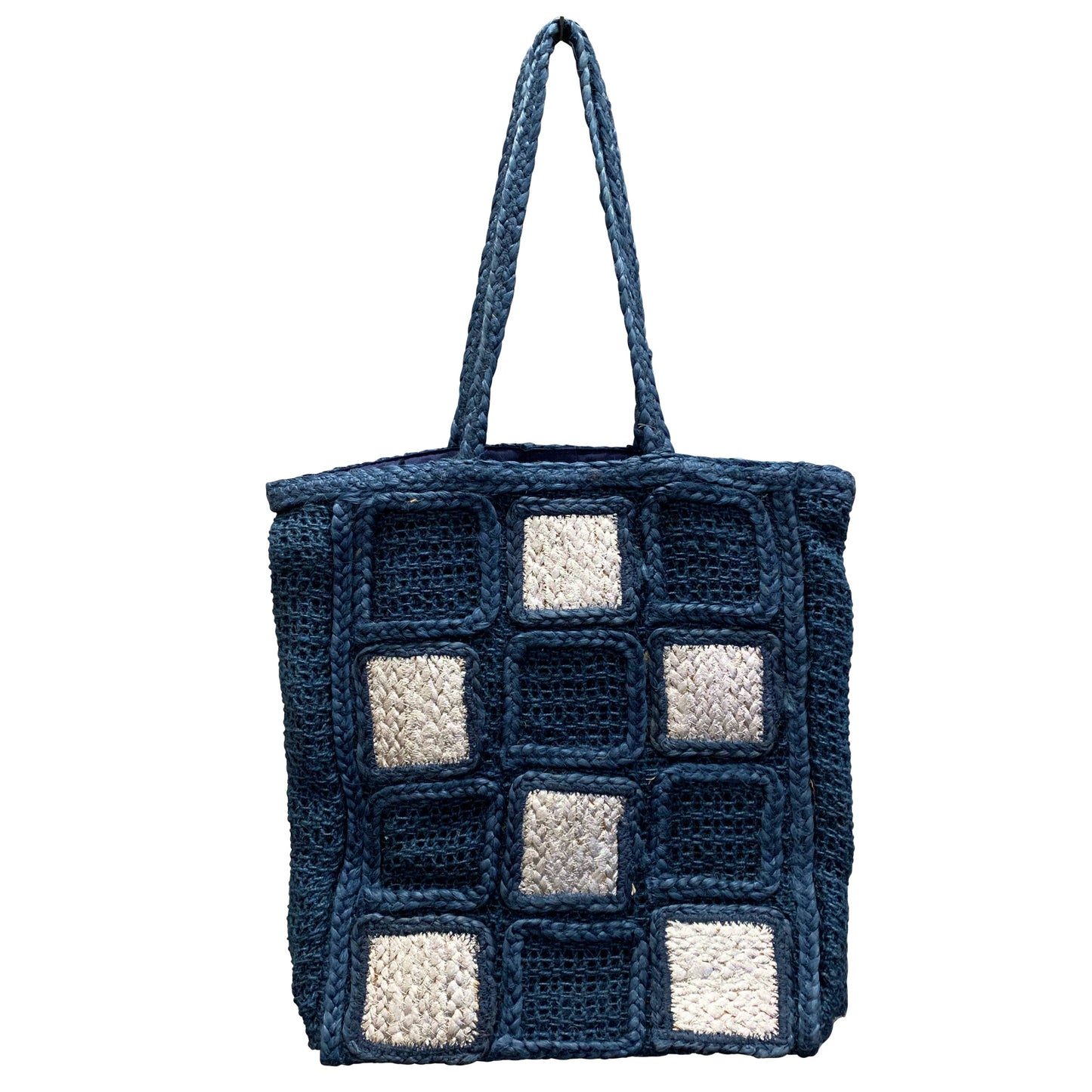 Jute Squares Tote Bag