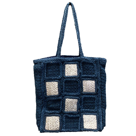 Jute Squares Tote Bag