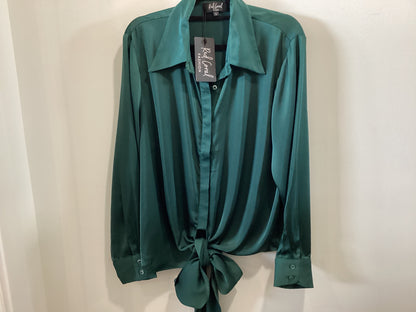 Red Coral Satin Tie Wrap Blouse