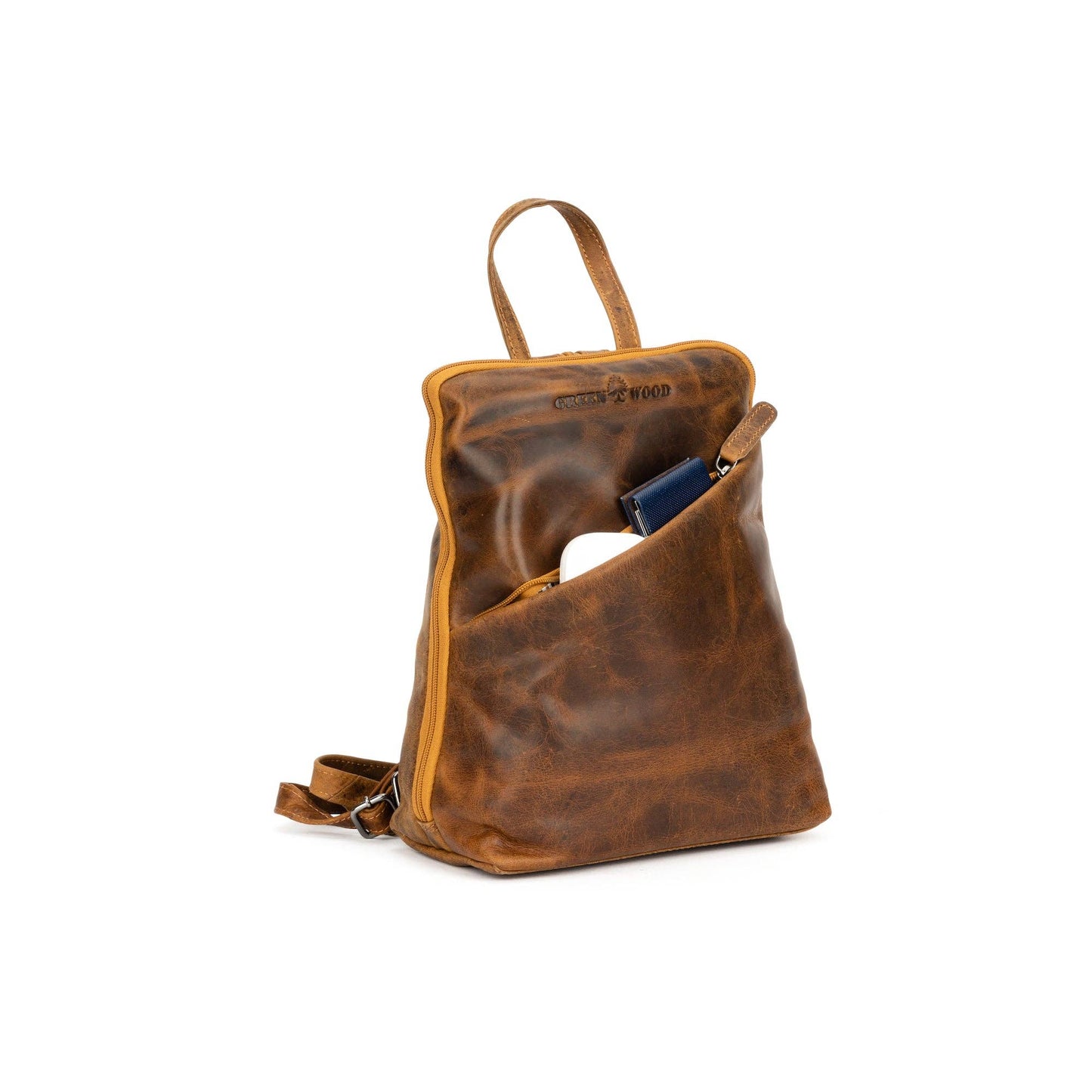 Green wood Leather Backpack Claire GW658816