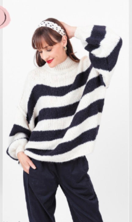 Me & Gee Striped Sloppy Pullover Sweater
