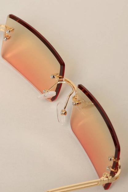Unisex Rimless Tinted Lens Square Sunglasses