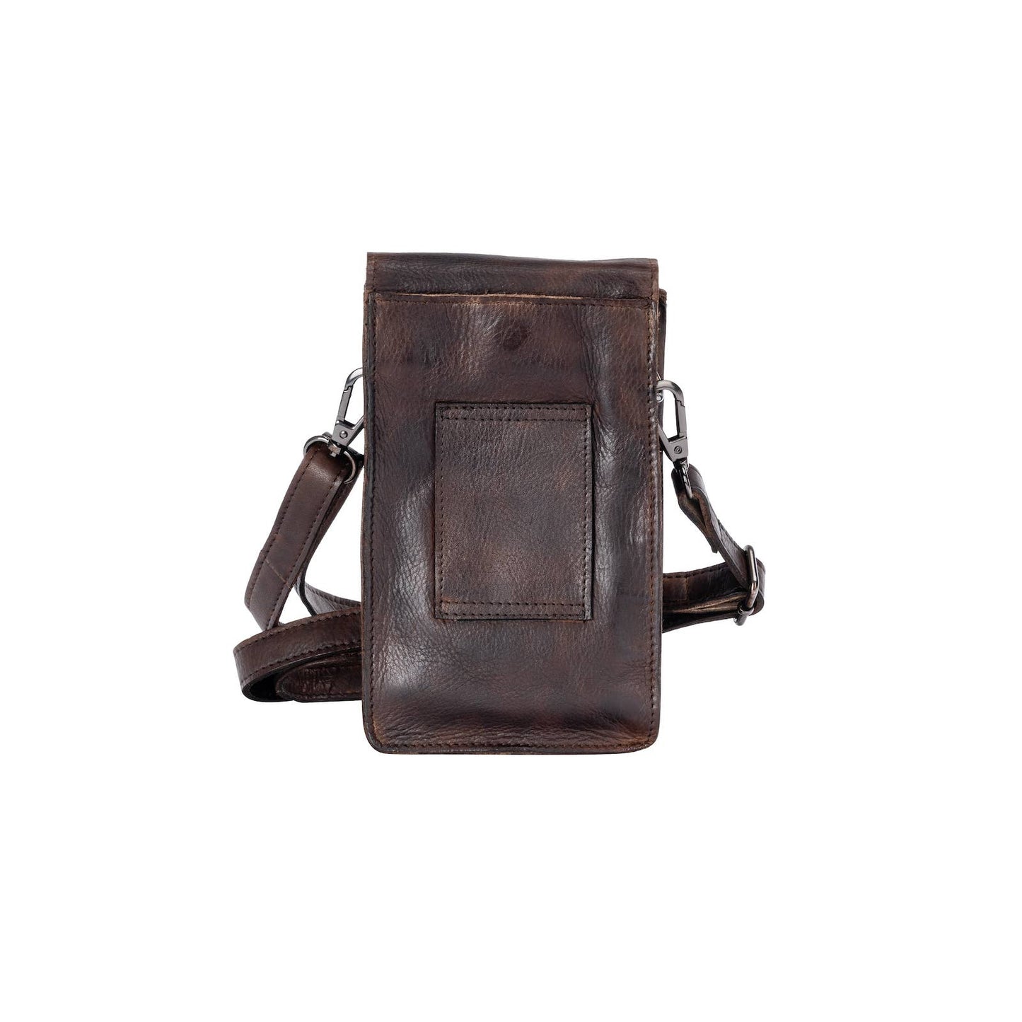 Green wood Leather Shoulder Bag Ivy Brown
