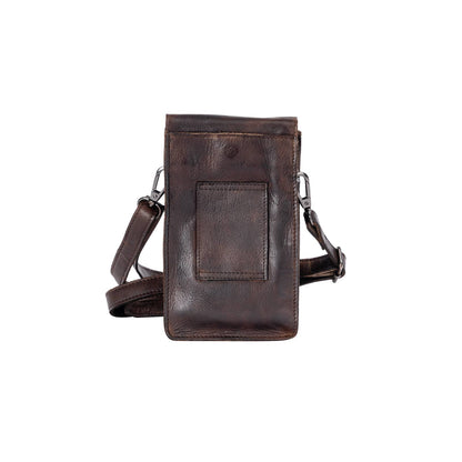 Green wood Leather Shoulder Bag Ivy Brown