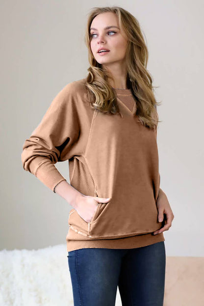 Zenana Washed French Terry Pullover With Side Pockets