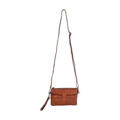 Green wood Leather Shoulder Bag Cherry - Cognac