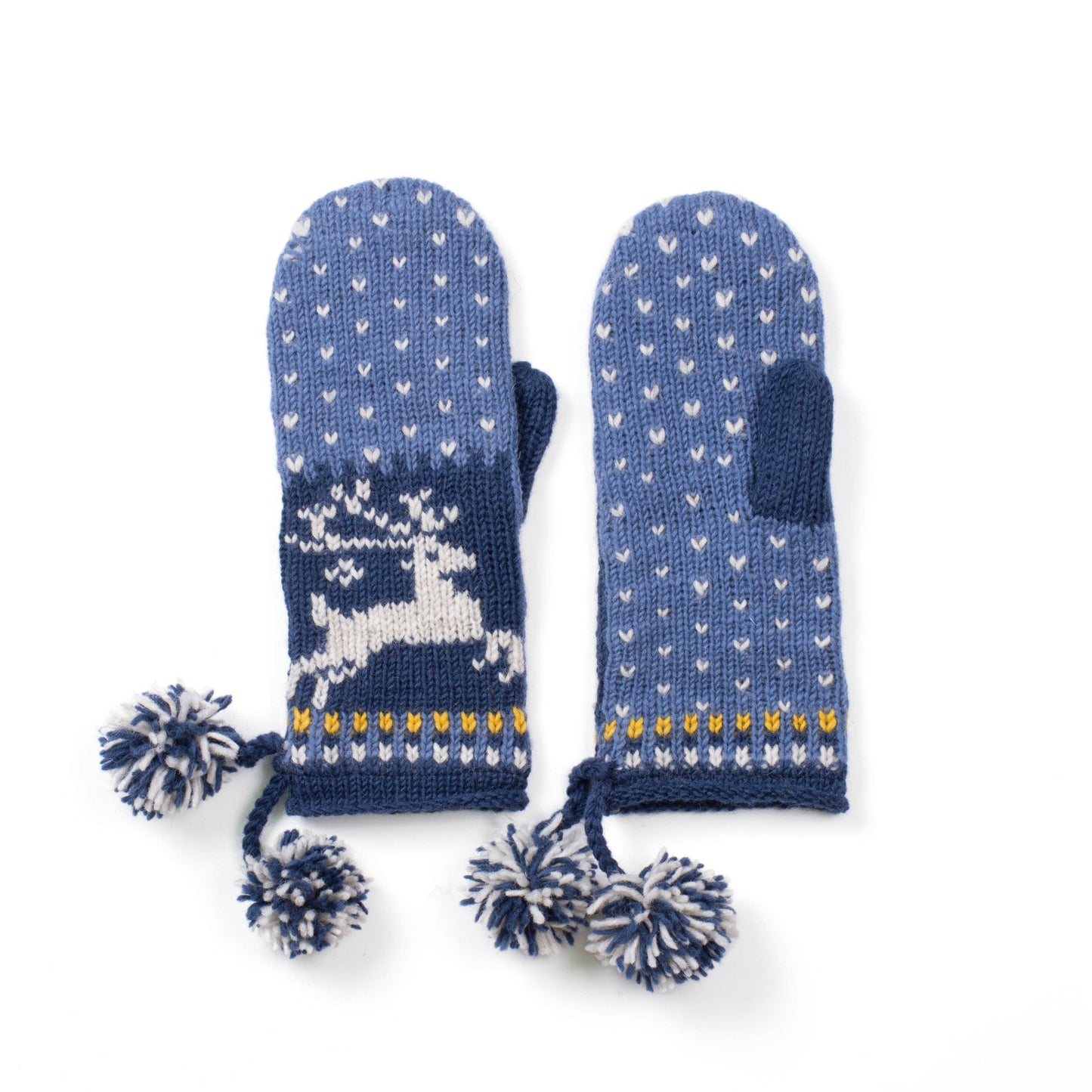 Lost Horizon Yuletide Festive Wool Mittens with Pom-Pom Tassels