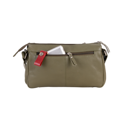 Green Wood  Leather Crossbody Bag – Stylish, Functional & Time