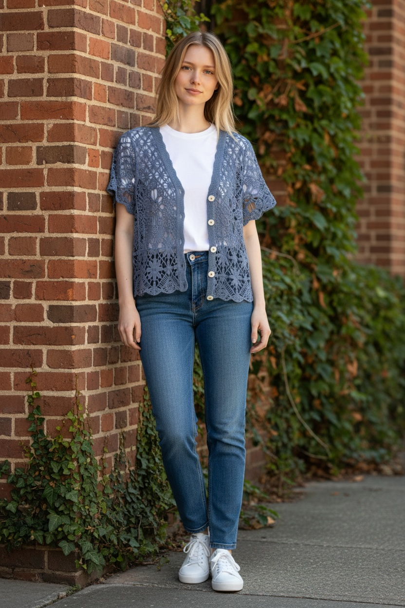 Papa Crochet Short Sleeve Top