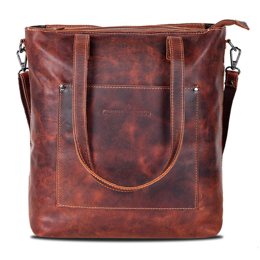 Green wood Classic Leather Tote Bag Bunbury - GW2025