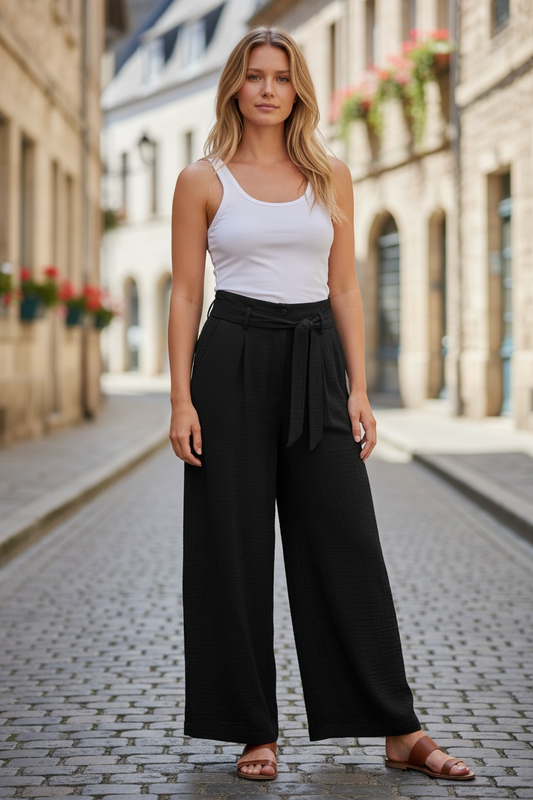 Papa Wide leg Summer Belted Pants