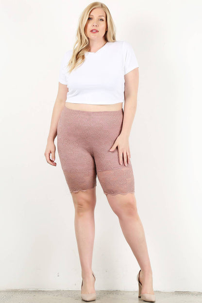 Lace Biker Plus Size Short - 17087-P