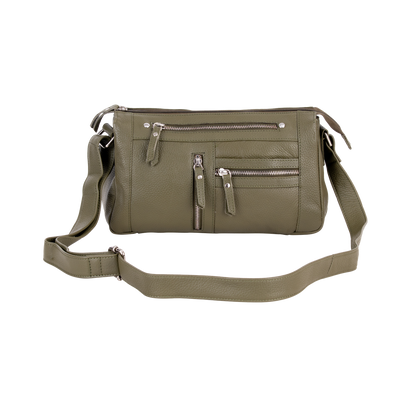 Green Wood  Leather Crossbody Bag – Stylish, Functional & Time