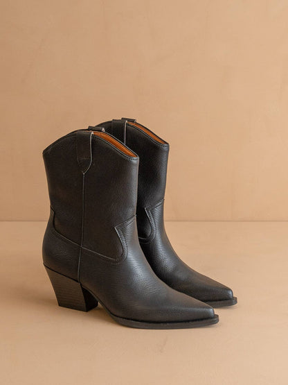 The Ames | Black Short Cowboy Booties