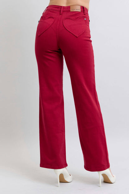 Heart Shaped Back Pockets High Waisted 90's Straight