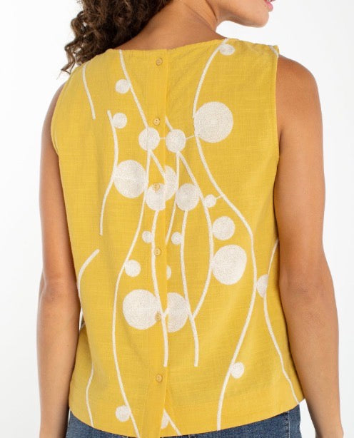 Liverpool Sleeveless Cotton Button Back Tank