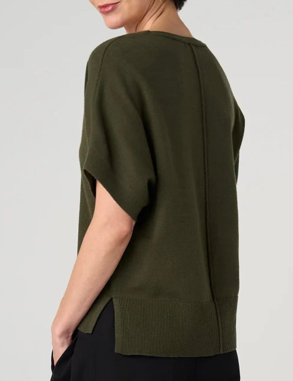 Liverpool SS V-neck Dolman Sweater with Step Hem