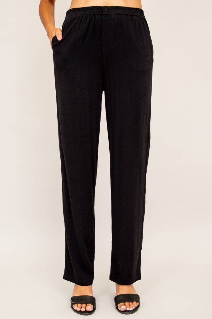 Blue sky Bella Pant, Black, Linen Bamboo