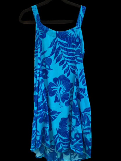 Papa turquoise floral sleeveless dress waist tie