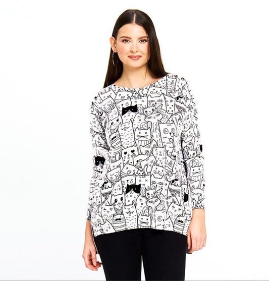 Red Coral cat long sleeve top