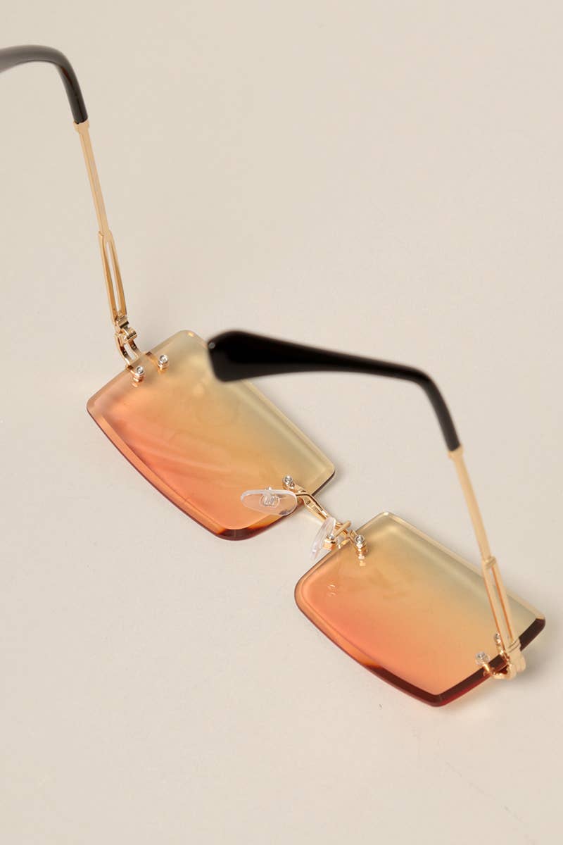 Unisex Rimless Tinted Lens Square Sunglasses