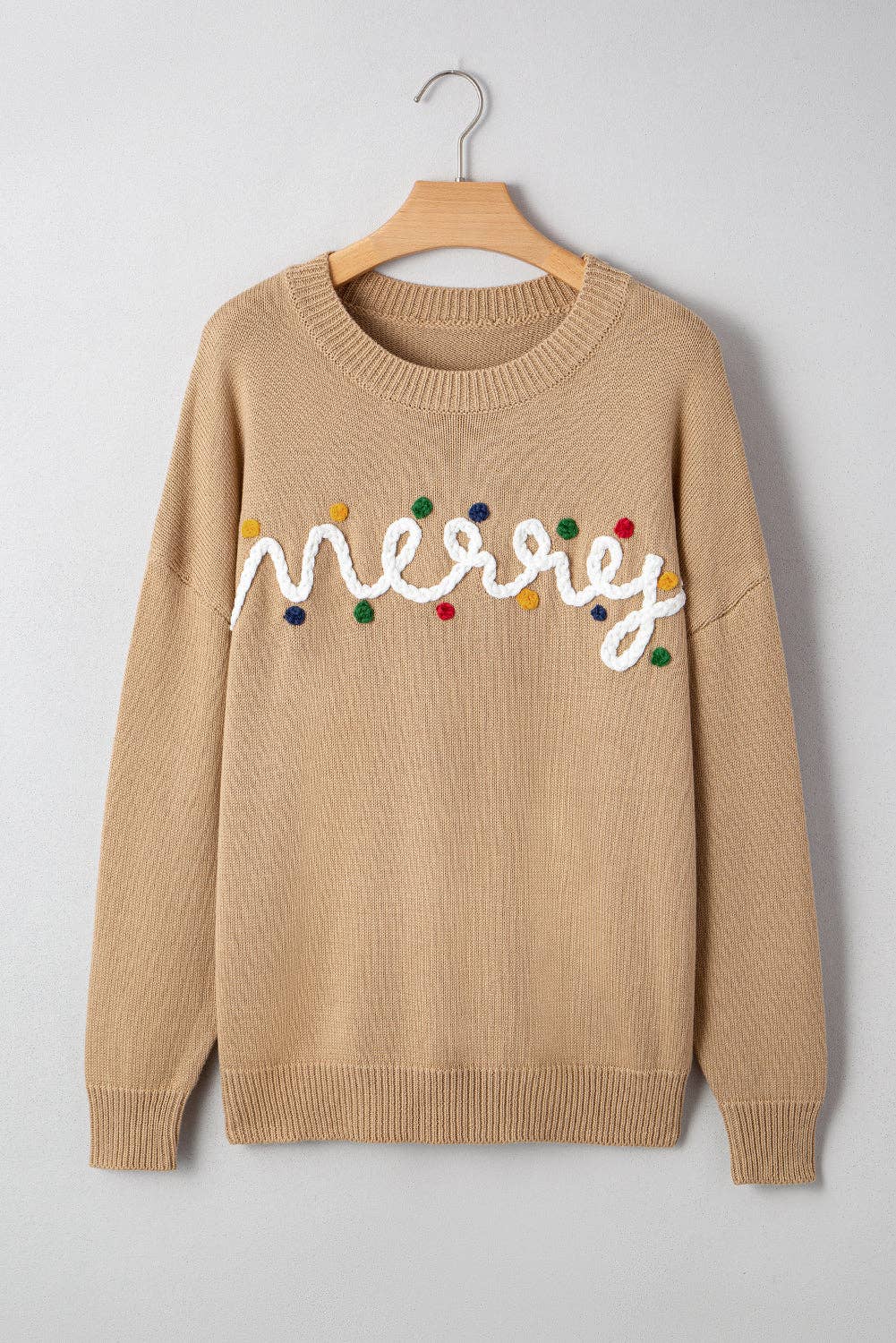 Merry Christmas Dolman Sleeve Sweater with Colorful Dots