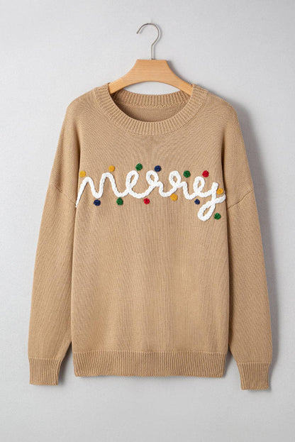 Merry Christmas Dolman Sleeve Sweater with Colorful Dots