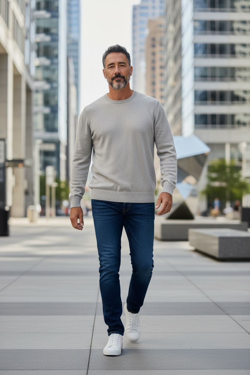 Blend Cotton Crew Sweater