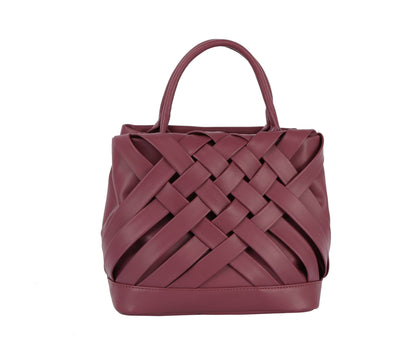 Calin woven detailed top handle small tote vegan purse