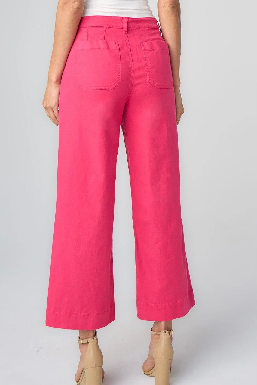 Liverpool Wide Leg Crop Pants in Diva Pink
