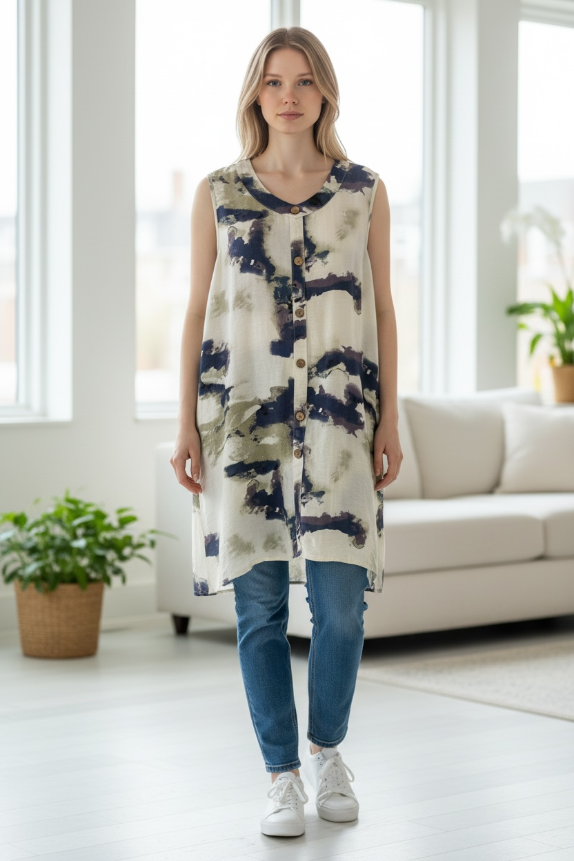 Papa Cream Tie-Dye Dress