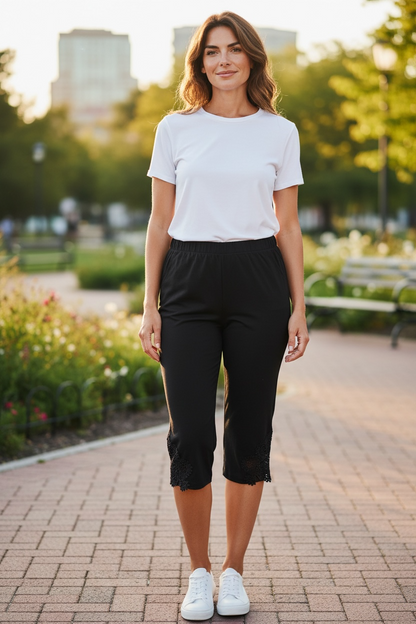 Papa Capri pants lace hem detail