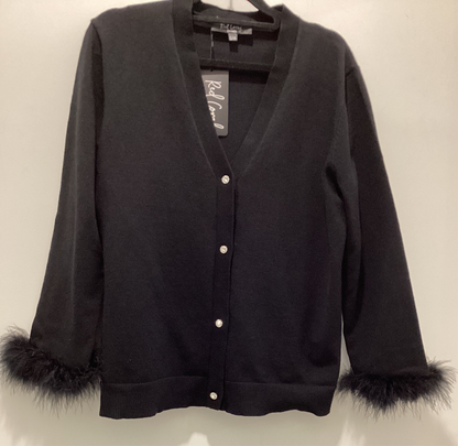 Red Coral knit v-neck crystal button cardigan