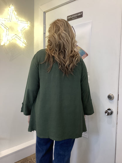 Red Coral ruffle collar blouse olive
