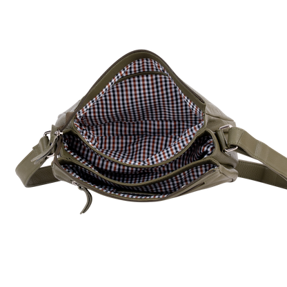 Green Wood  Leather Crossbody Bag – Stylish, Functional & Time