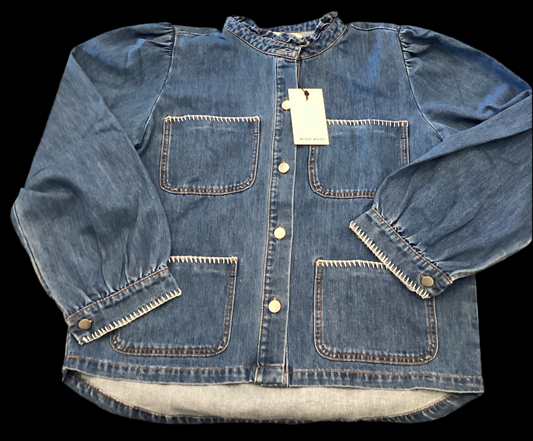 Miou Muse stitch detail ruffled denim jacket