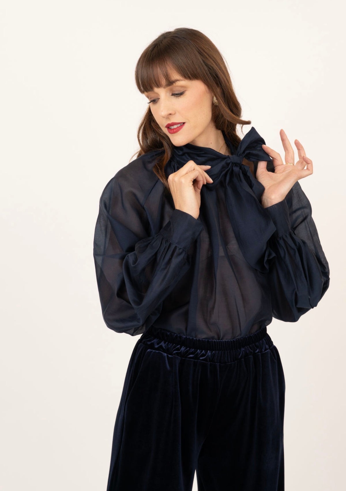 Me & Gee Navy Bow Blouse