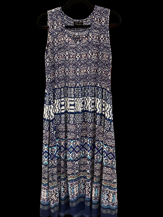 Papa navy blue batik pattern sleeveless dress