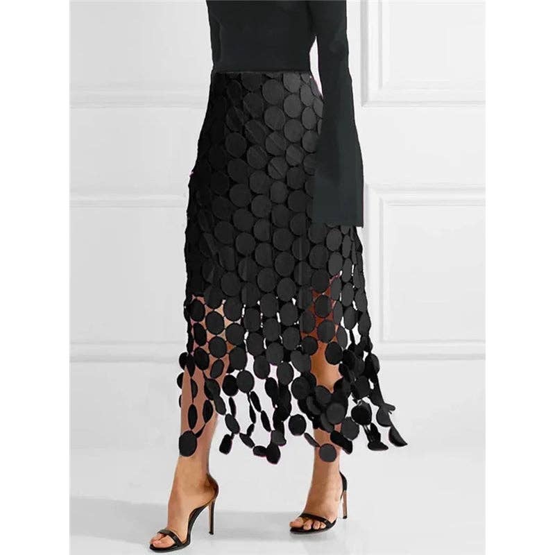 Loose Hollow Polka-Dot Solid Color Skirts Bottoms