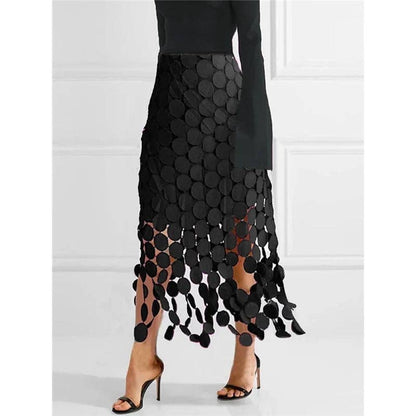 Loose Hollow Polka-Dot Solid Color Skirts Bottoms