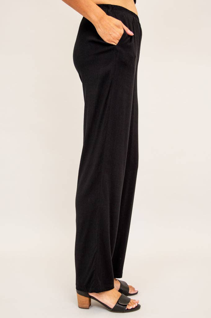 Blue sky Bella Pant, Black, Linen Bamboo