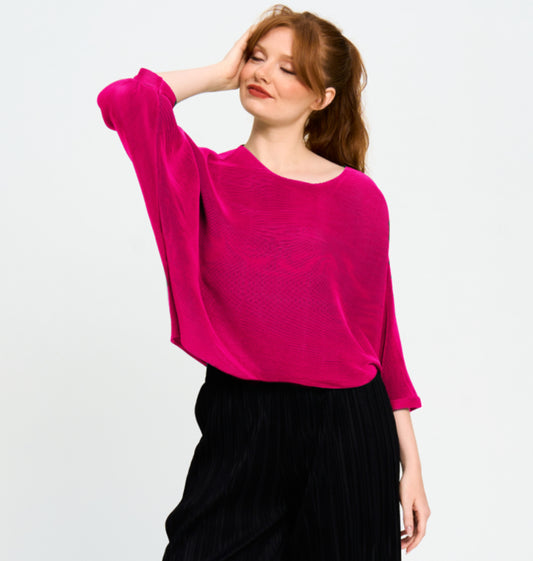 Red Coral slinky plisse top
