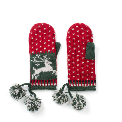 Lost Horizon Yuletide Festive Wool Mittens with Pom-Pom Tassels